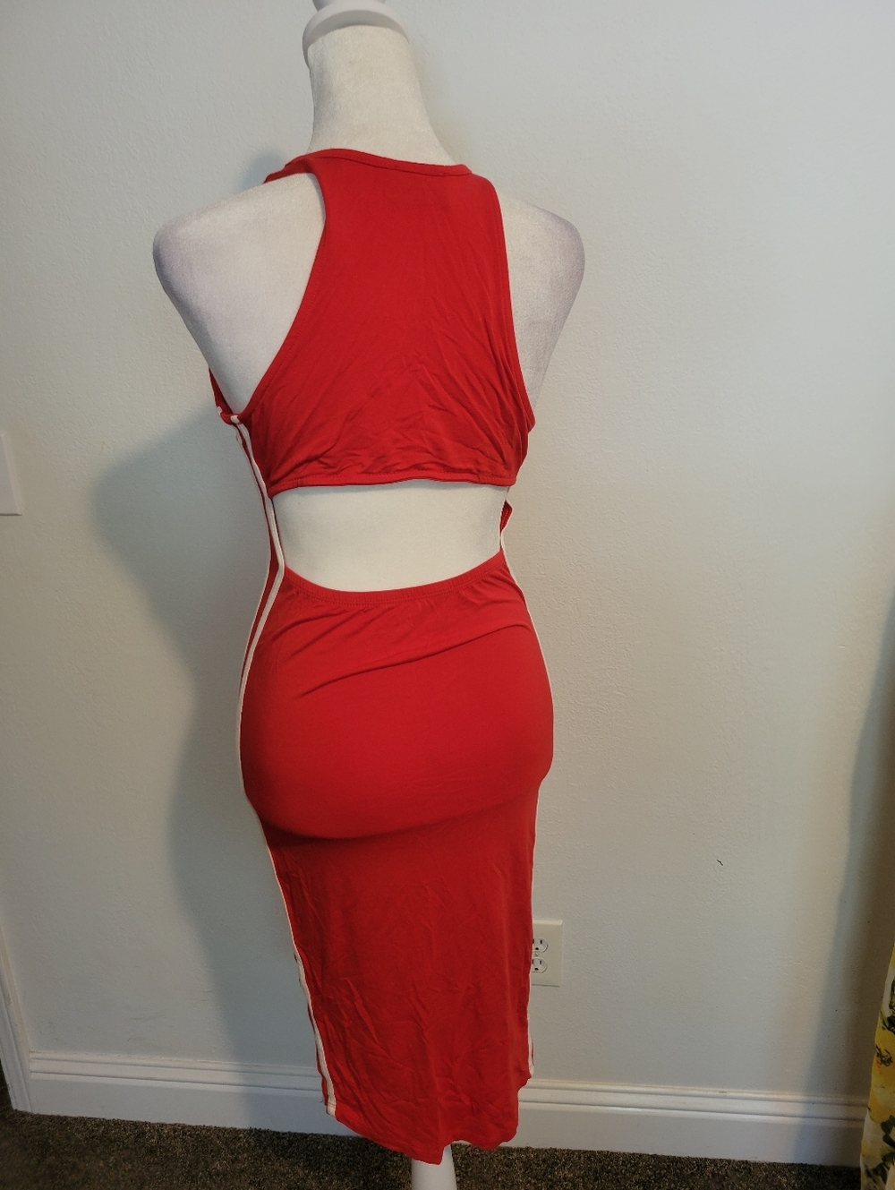 Red Cutout Bodycon Midi Dress